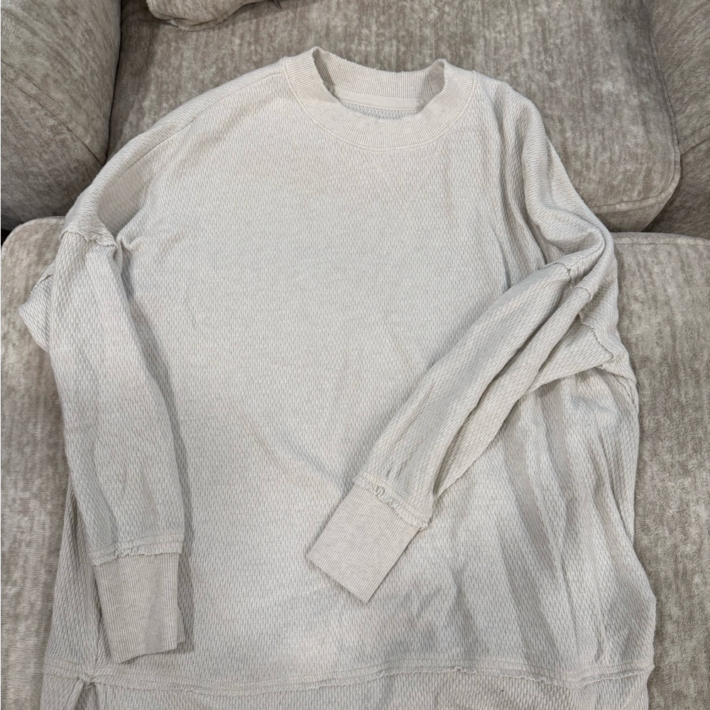 Aerie Cream waffleknit Sweatshirt